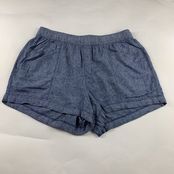 Old Navy Blue Chambray Linen Blend High Rise Pull On Shorts 2X - Picture 1 of 5